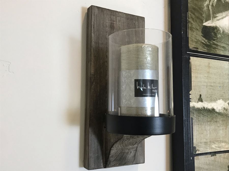 Pair Of Wall Sconces Candle Holders (Does Not Include Surfing Print) [Photo 4]