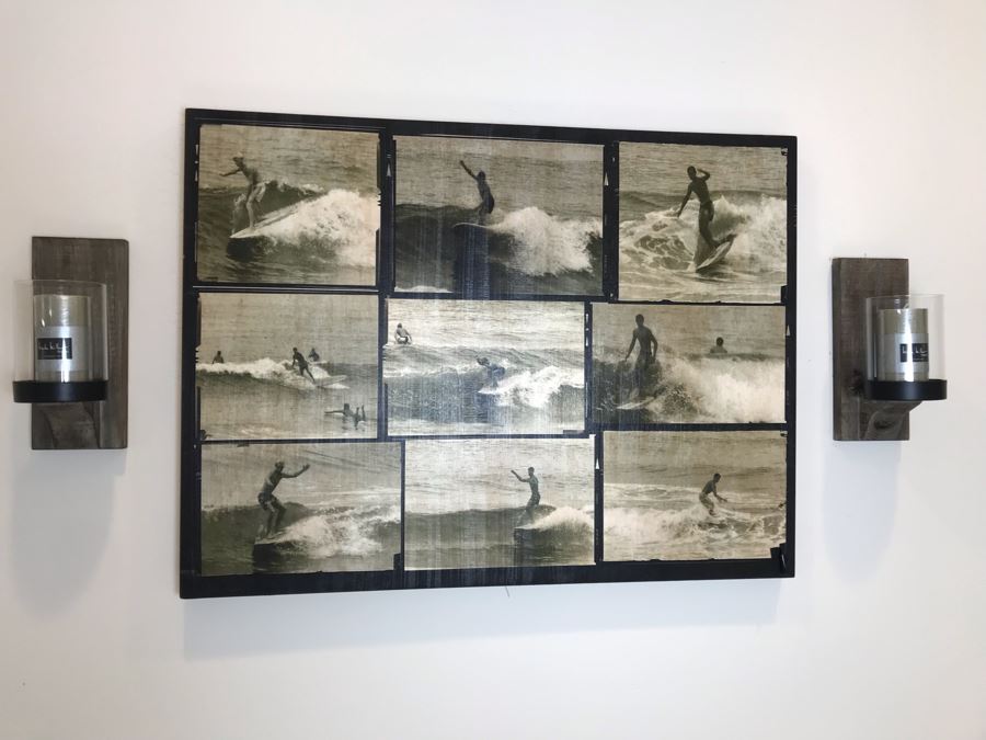 Pair Of Wall Sconces Candle Holders (Does Not Include Surfing Print) [Photo 2]