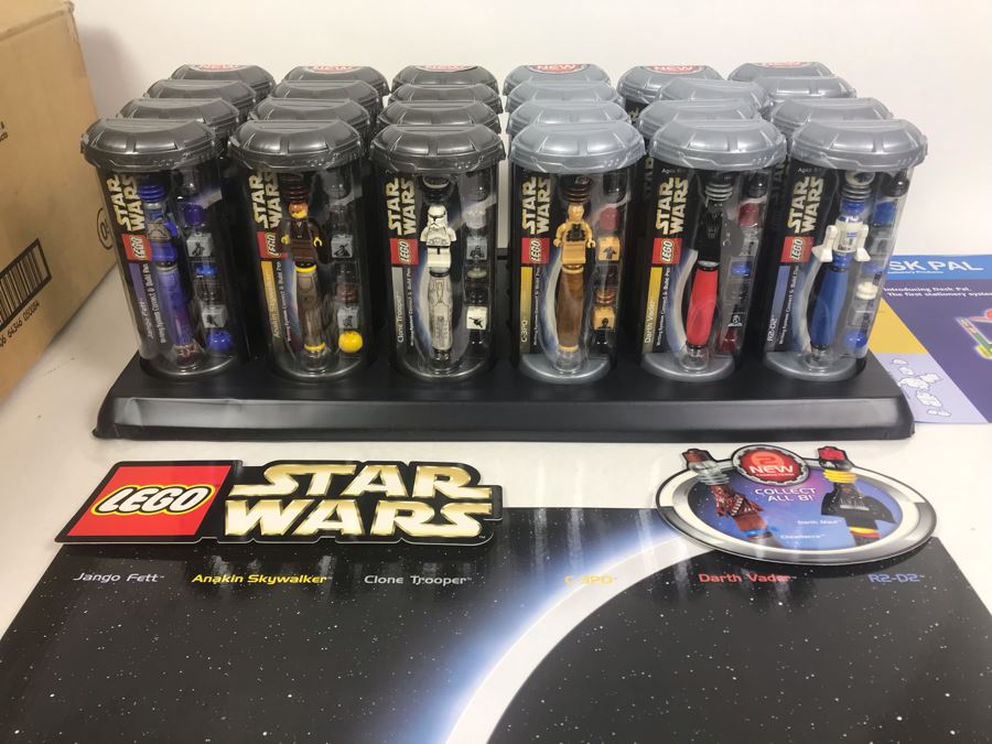 New LEGO Star Wars Pens Store Merchandiser - 24 Pens Total With Store Display
