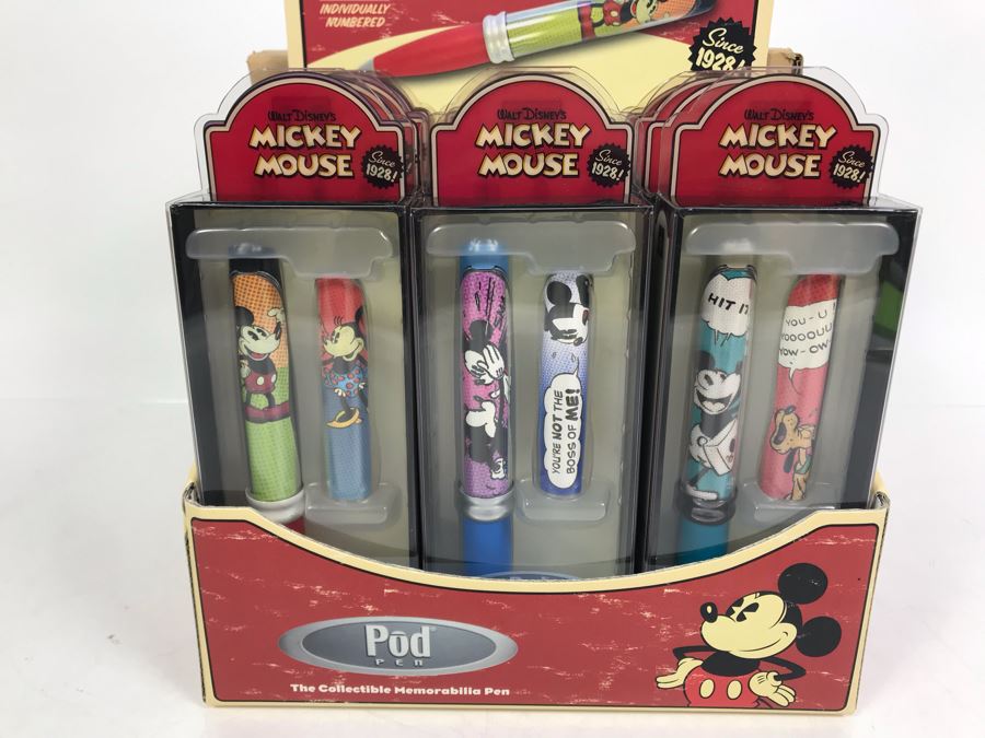 New Walt Disney's Mickey Mouse Collectible POD Pens Limited Edition Individually Numbered With Merchandiser Store Display - 12 Pens Total With Store Display [Photo 5]