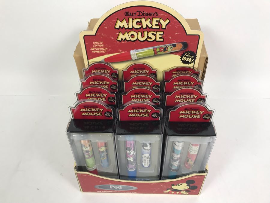 New Walt Disney's Mickey Mouse Collectible POD Pens Limited Edition Individually Numbered With Merchandiser Store Display - 12 Pens Total With Store Display [Photo 3]