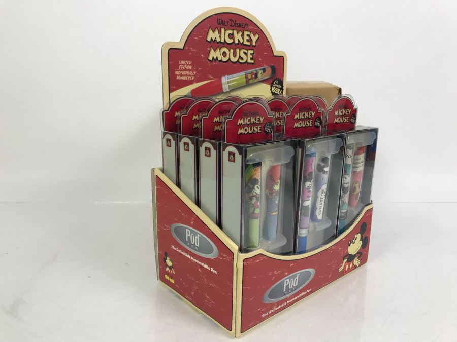 New Walt Disney's Mickey Mouse Collectible POD Pens Limited Edition Individually Numbered With Merchandiser Store Display - 12 Pens Total With Store Display [Photo 10]