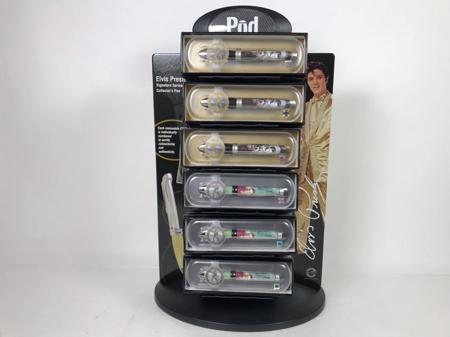 New Elvis Presley Collectible POD Pens Individually Numbered With Merchandiser Store Display - 24 Pens Total With Store Display [Photo 2]