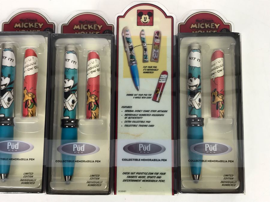 New Walt Disney's Mickey Mouse Collectible POD Pens Limited Edition Individually Numbered - 4 Pens [Photo 7]
