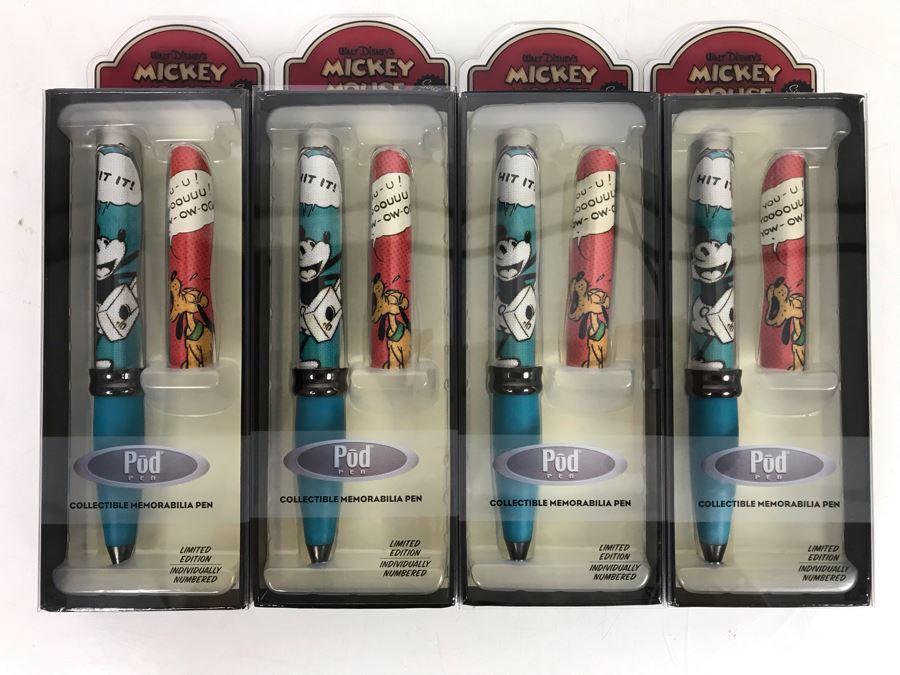 JUST ADDED - New Walt Disney's Mickey Mouse Collectible POD Pens Limited Edition Individually Numbered - 4 Pens