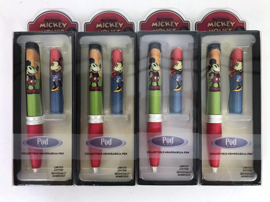 New Walt Disney's Mickey Mouse Collectible POD Pens Limited Edition Individually Numbered - 4 Pens