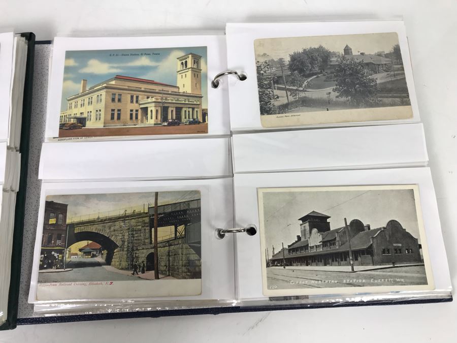 (2) Binders Filled With Over 110 Vintage Antique Railroad Postcards - Some Postmarked With Stamps [Photo 4]