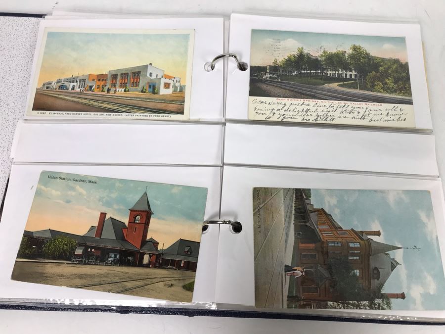 (2) Binders Filled With Over 110 Vintage Antique Railroad Postcards - Some Postmarked With Stamps [Photo 15]