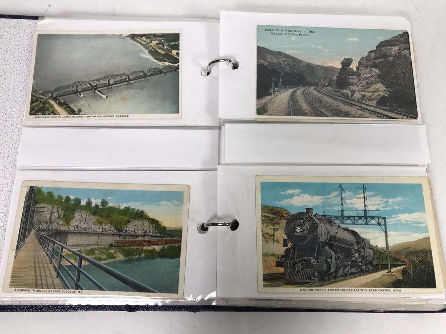 (2) Binders Filled With Over 110 Vintage Antique Railroad Postcards - Some Postmarked With Stamps [Photo 14]