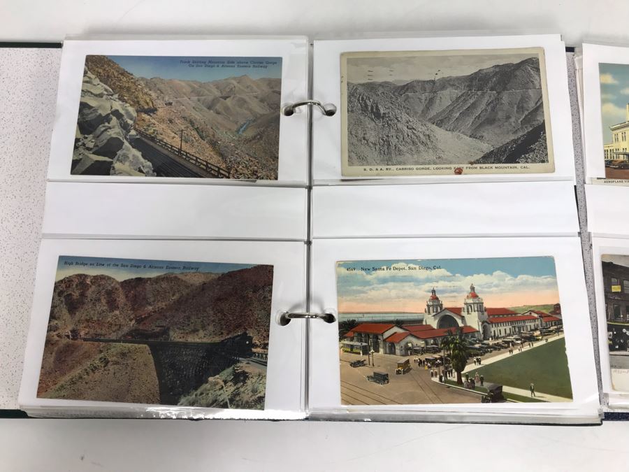 (2) Binders Filled With Over 110 Vintage Antique Railroad Postcards - Some Postmarked With Stamps [Photo 3]