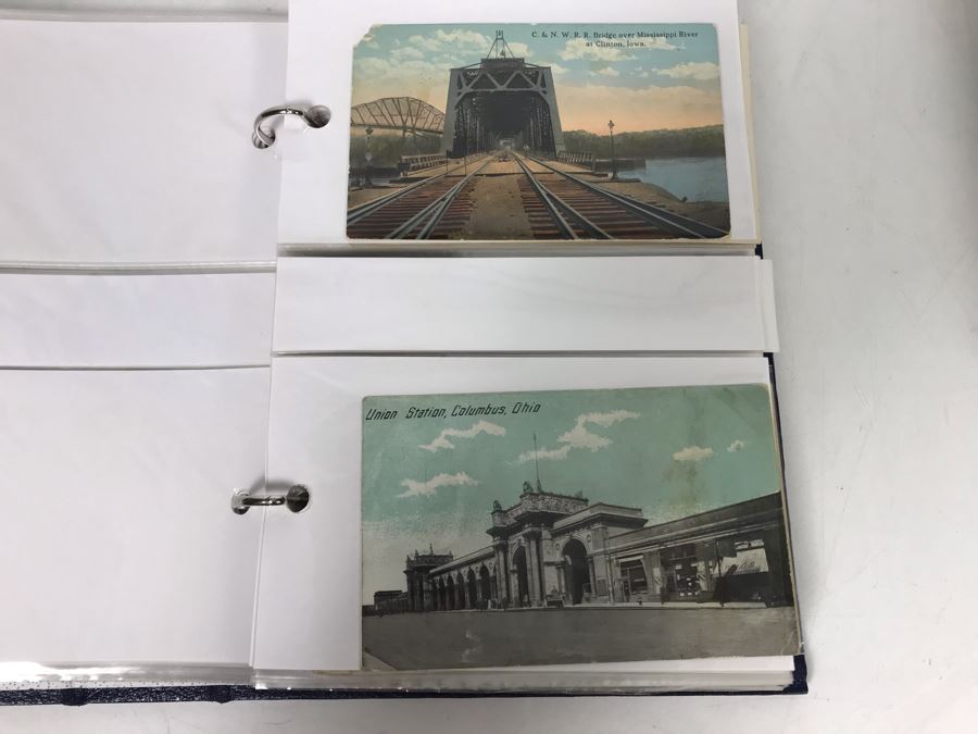(2) Binders Filled With Over 110 Vintage Antique Railroad Postcards - Some Postmarked With Stamps [Photo 9]
