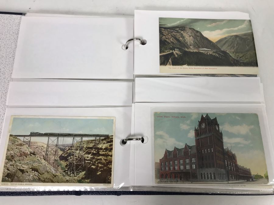 (2) Binders Filled With Over 110 Vintage Antique Railroad Postcards - Some Postmarked With Stamps [Photo 13]