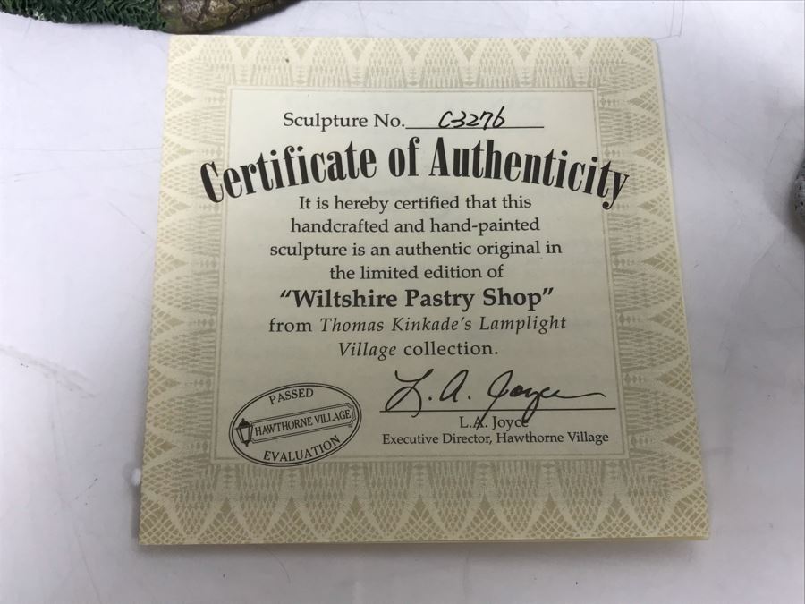 (3) Thomas Kinkade Hawthorne Village Limited Edition Villages - Sealed Lamplight Village School, Santa's Workshop Toys, Wiltshire Pastry Shop [Photo 11]