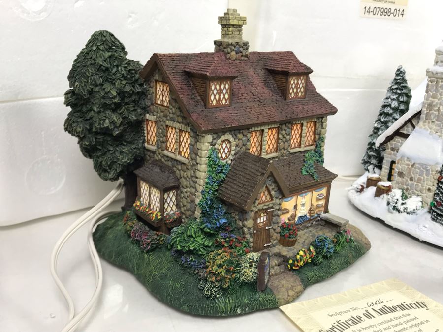 (3) Thomas Kinkade Hawthorne Village Limited Edition Villages - Sealed Lamplight Village School, Santa's Workshop Toys, Wiltshire Pastry Shop [Photo 10]