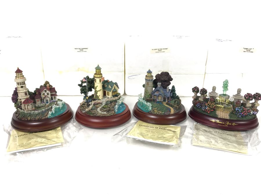 (4) Thomas Kinkade Hawthorne Village Limited Edition Figurines [Photo 2]
