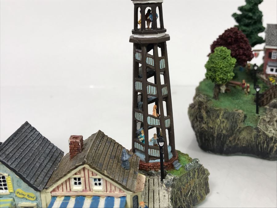 Large Danbury Mint Lighthouse Point By Colin Gough 4-Piece Sculpture Display With Box [Photo 14]
