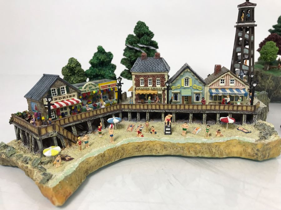 Large Danbury Mint Lighthouse Point By Colin Gough 4-Piece Sculpture Display With Box [Photo 10]