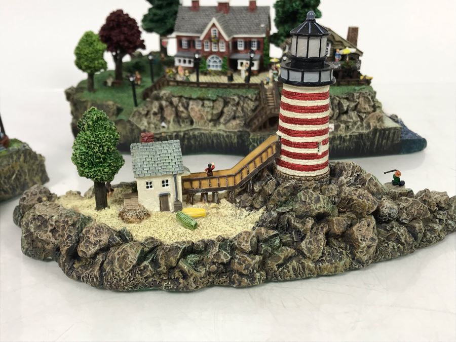 Large Danbury Mint Lighthouse Point By Colin Gough 4-Piece Sculpture Display With Box [Photo 15]