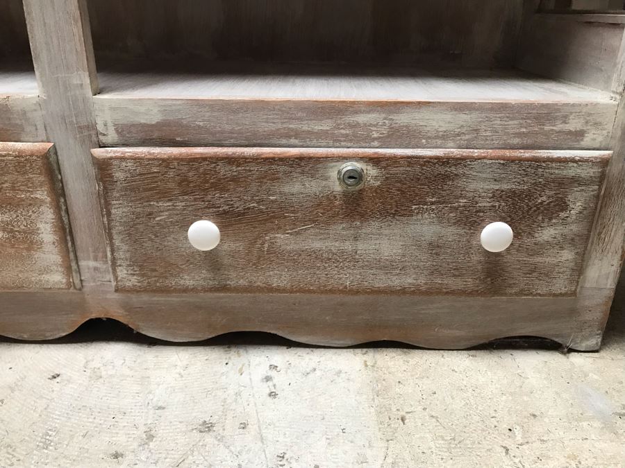 Shabby Chic Wooden Display Cabinet With Front And Side Glass Panels Plus 2-Bottom Drawers [Photo 6]