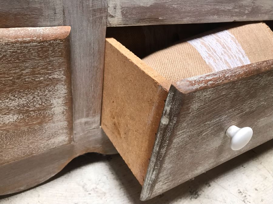 Shabby Chic Wooden Display Cabinet With Front And Side Glass Panels Plus 2-Bottom Drawers [Photo 8]