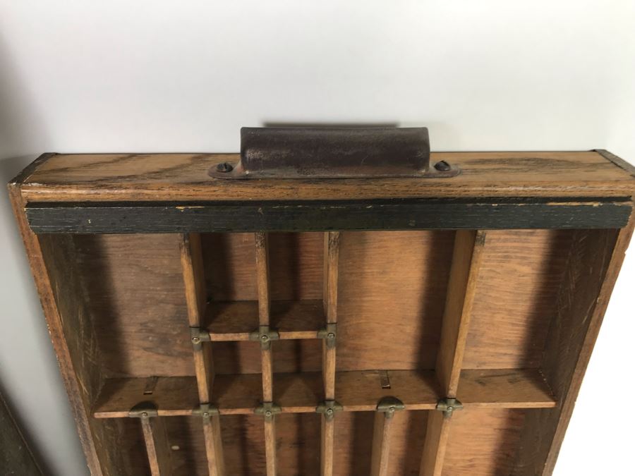 (2) Vintage Hanging Printer Drawers Letterpress Trays Wall Display - One With Disneyland Price Tag 32 X 17 And 17 X 10 [Photo 3]