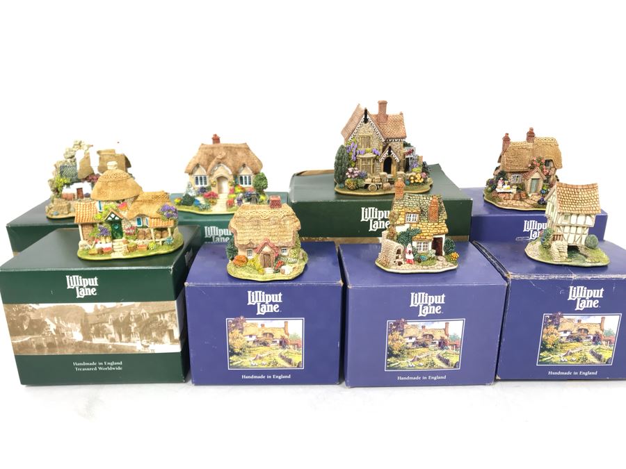 (8) Lilliput Lane Cottages With Boxes