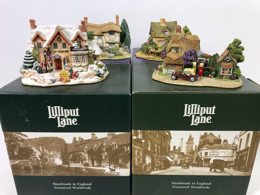 (4) Lilliput Lane Cottages With Boxes