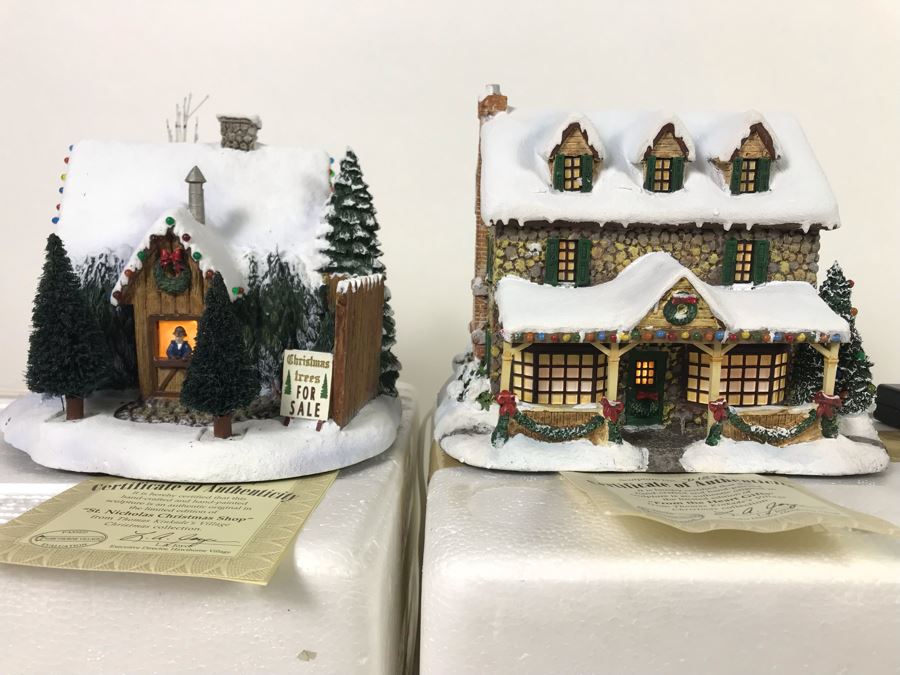 (2) Thomas Kinkade Hawthorne Village Limited Edition Lighted Villages - St. Nicholas Christmas Shop And From The Heart Gifts [Photo 3]