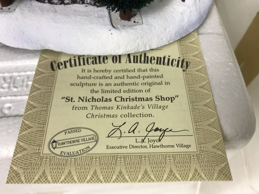 (2) Thomas Kinkade Hawthorne Village Limited Edition Lighted Villages - St. Nicholas Christmas Shop And From The Heart Gifts [Photo 6]