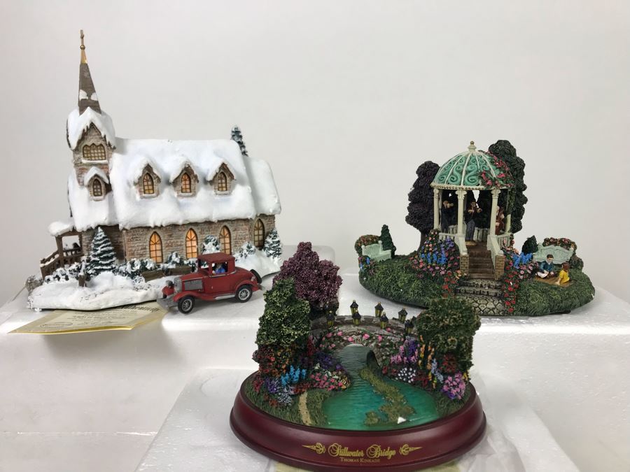 (3) Thomas Kinkade Hawthorne Village Limited Edition Figurines [Photo 2]