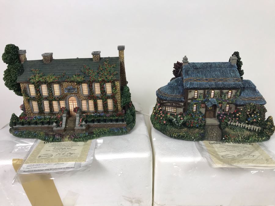 (2) Thomas Kinkade Hawthorne Village Limited Edition Lighted Figurines [Photo 2]