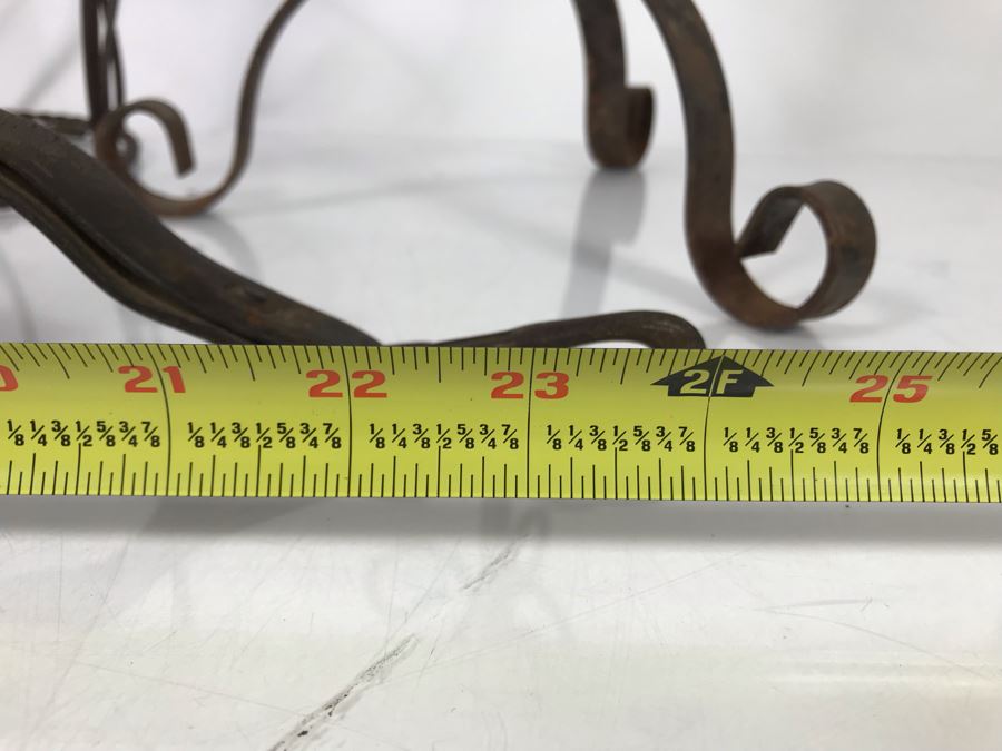 Wrought Iron Home Decor Lot With Custom Basket, Candle Holder, Display Stand And Vintage Reindeer Bells Collar [Photo 20]