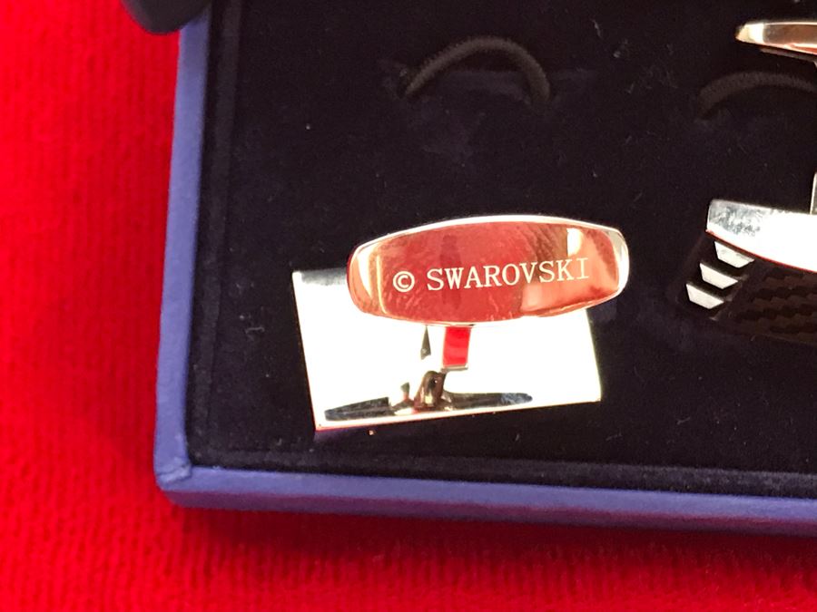 Swarovski Crystal Cat Pin Brooch And Swarovski Cufflinks With Box [Photo 11]