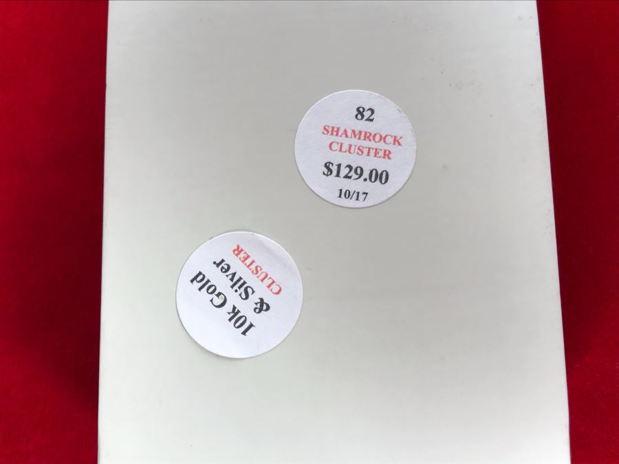 New 10k Gold And Sterling Silver Shamrock Cluster Pendant With Sterling Silver Chain By BORU Made In Ireland - Retails $129 [Photo 9]