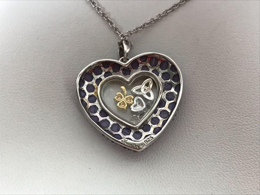 Stunning New Sterling Silver Heart Pendant Featuring Brilliant Purple Stones With Sterling Silver Chain Irish Made By ShanOre Silver Retails $297 [Photo 9]
