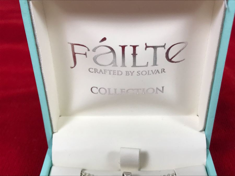 New Sterling Silver Claddagh Pendant With Sterling Silver Chain Failte Crafted By Solvar Retails $106 [Photo 7]