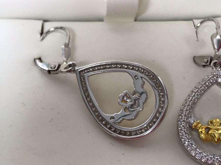 New Sterling Silver Claddagh Earrings Failte Crafted By Solvar Retails $117 [Photo 7]