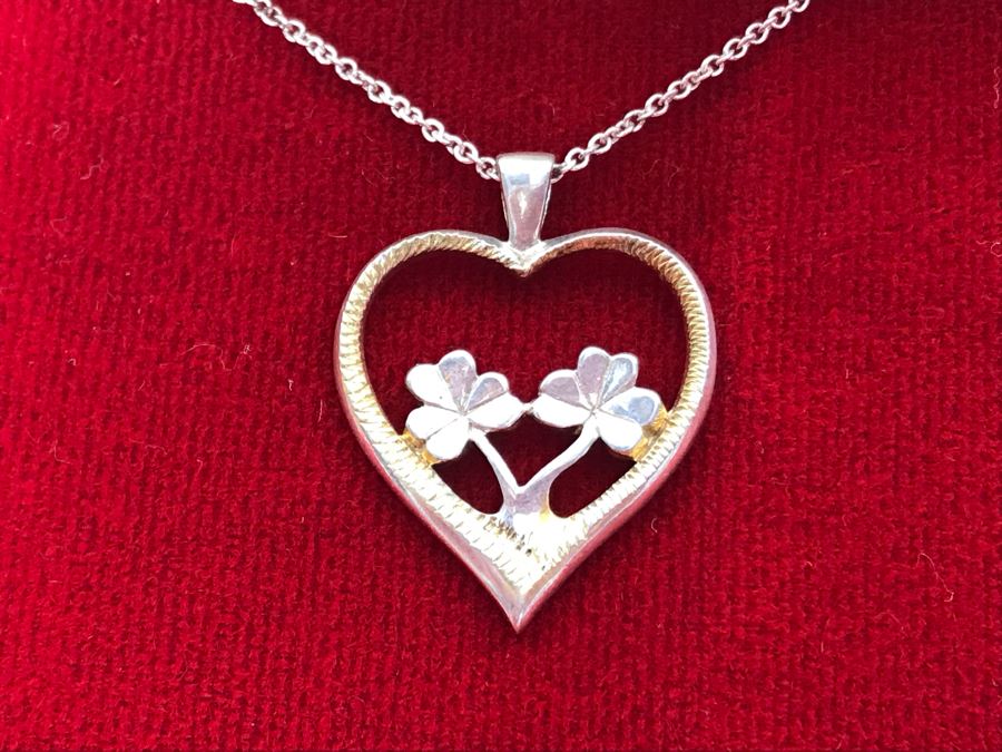 New Sterling Silver Heart Of Shamrocks Pendant With Sterling Silver Chain By Barry Doyle Design Retails $125 [Photo 3]