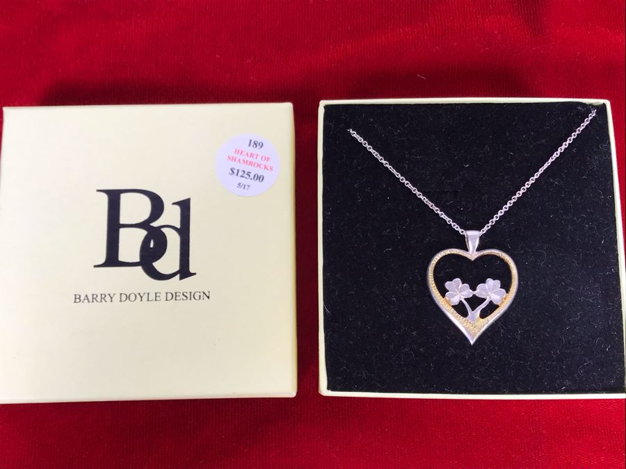 New Sterling Silver Heart Of Shamrocks Pendant With Sterling Silver Chain By Barry Doyle Design Retails $125 [Photo 1]
