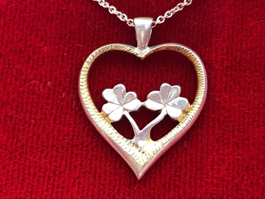 New Sterling Silver Heart Of Shamrocks Pendant With Sterling Silver Chain By Barry Doyle Design Retails $125 [Photo 4]