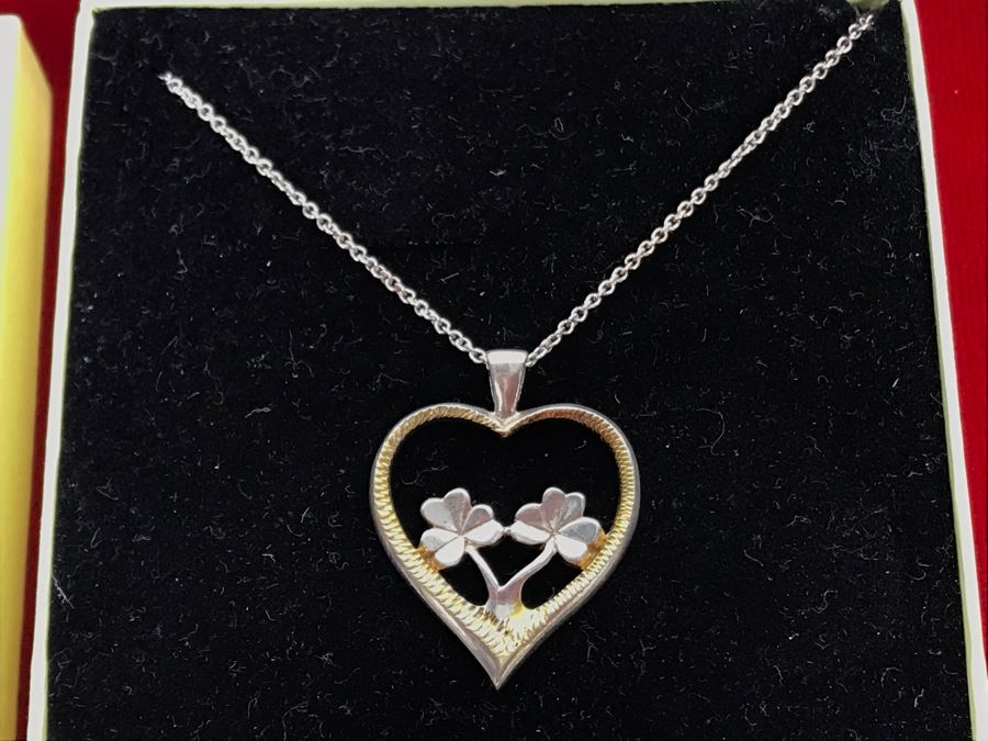 New Sterling Silver Heart Of Shamrocks Pendant With Sterling Silver Chain By Barry Doyle Design Retails $125 [Photo 2]