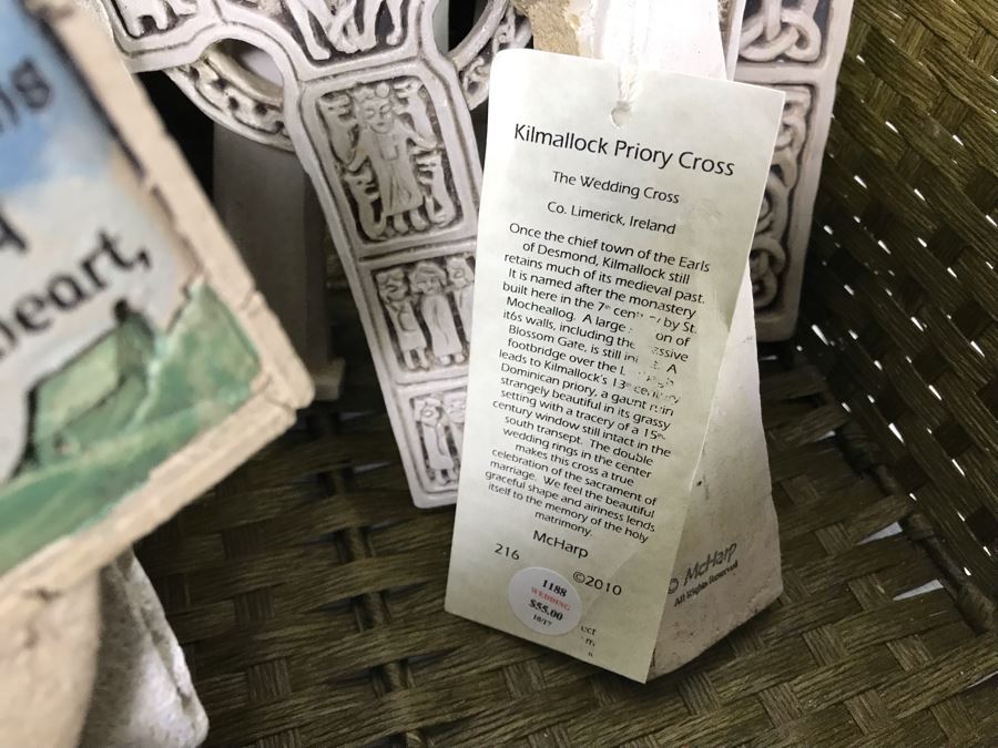 Collection Of New Irish Decorative Crosses, Pair Of Irish Picture Frames And Irish Pewter Box With Basket - See Photos [Photo 20]