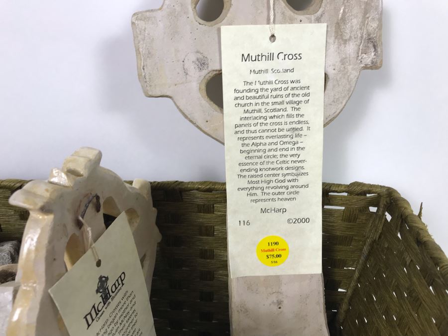 Collection Of New Irish Decorative Crosses, Pair Of Irish Picture Frames And Irish Pewter Box With Basket - See Photos [Photo 23]