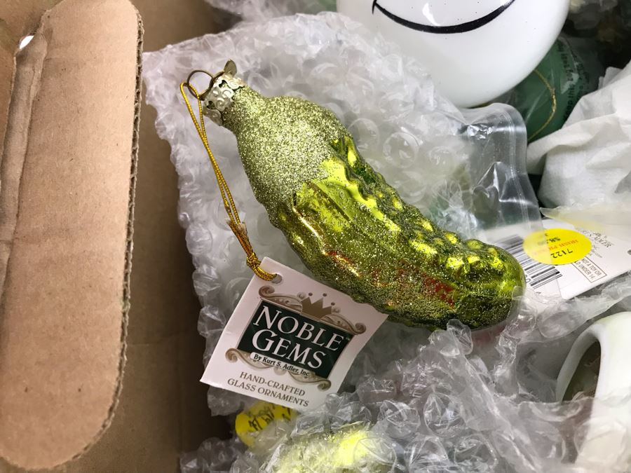 Box Filled With New Irish Themed Christmas Ornaments - Mostly Glass Ornaments With Tags [Photo 6]