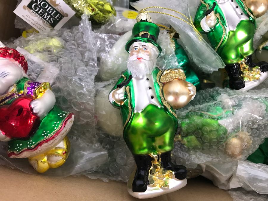 Box Filled With New Irish Themed Christmas Ornaments - Mostly Glass Ornaments With Tags [Photo 2]