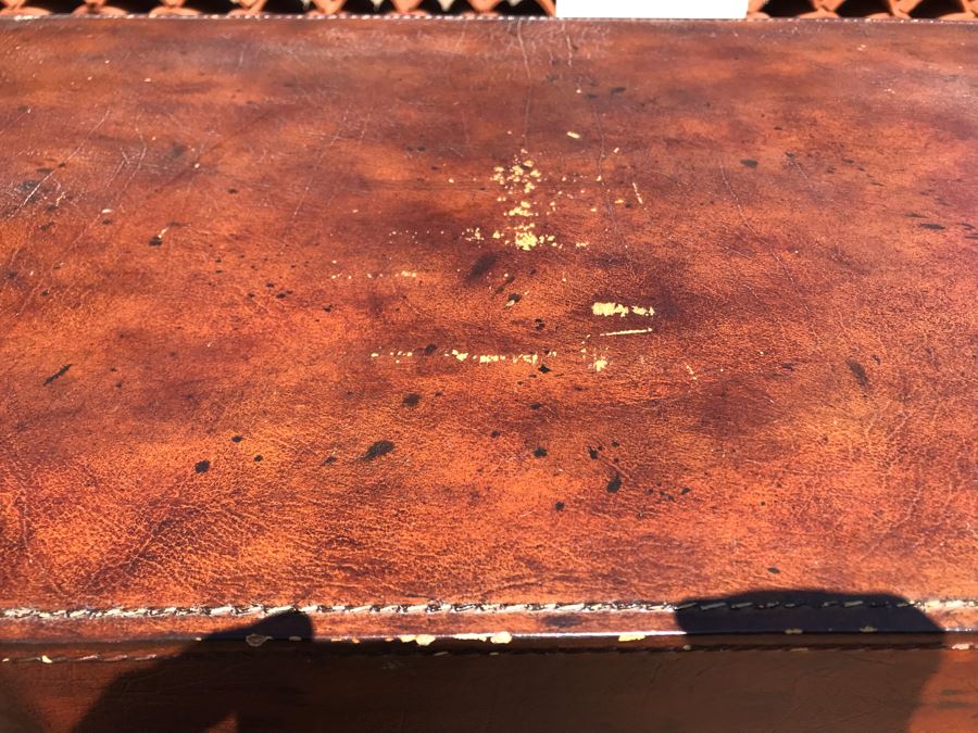 Leather Wrapped Console Entry Table 56W X 17D X 33H [Photo 7]