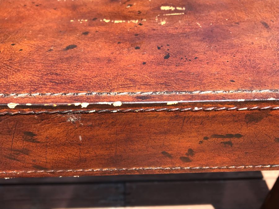 Leather Wrapped Console Entry Table 56W X 17D X 33H [Photo 8]