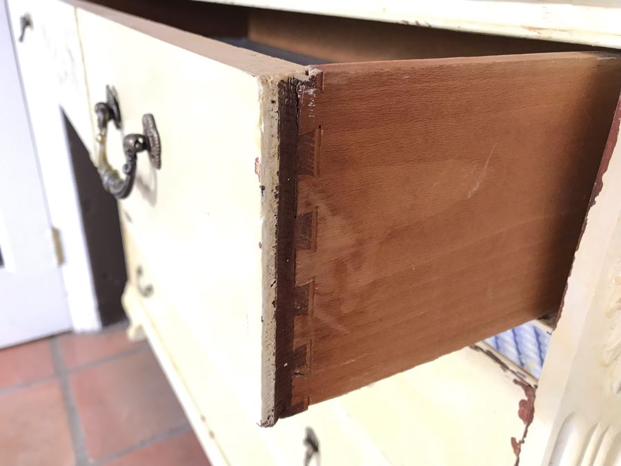 Shabby Chic Hand Painted Mahogany Chest Of Drawers Dresser 47W X 21D X 35H [Photo 9]