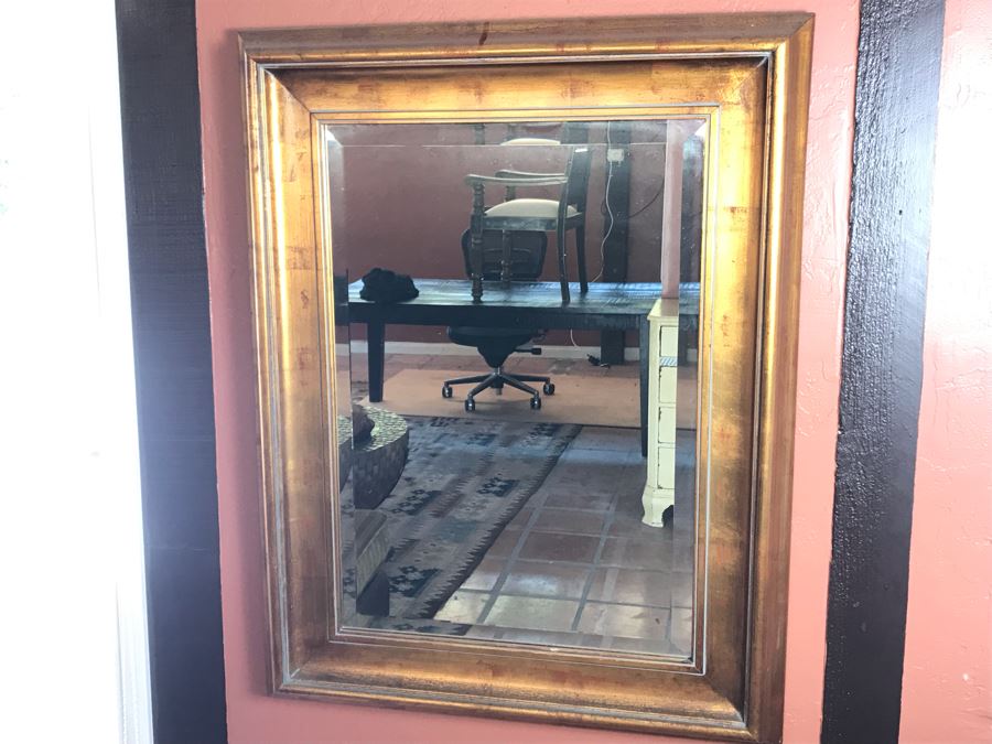 Gilded Beveled Glass Wall Mirror 29W X 36H [Photo 3]