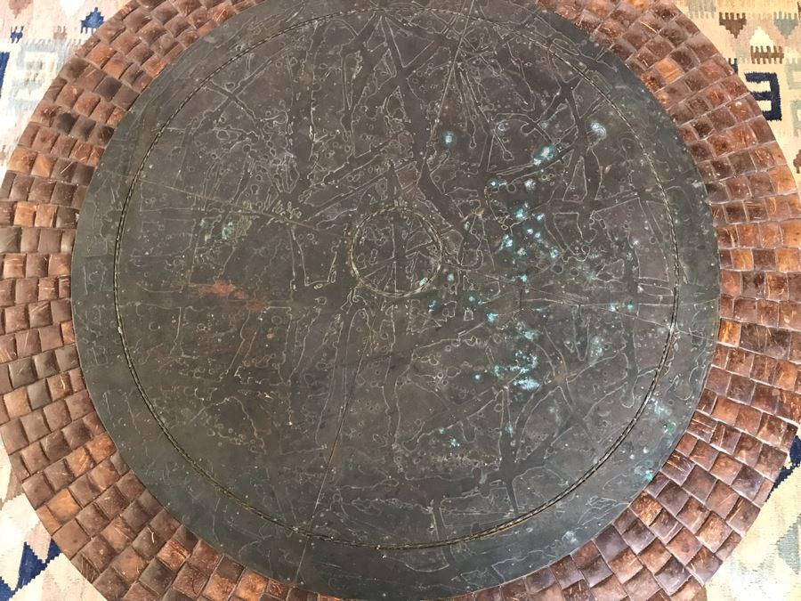 Kreiss Nairobi Drum Coffee Table With Bronze Claw Feet